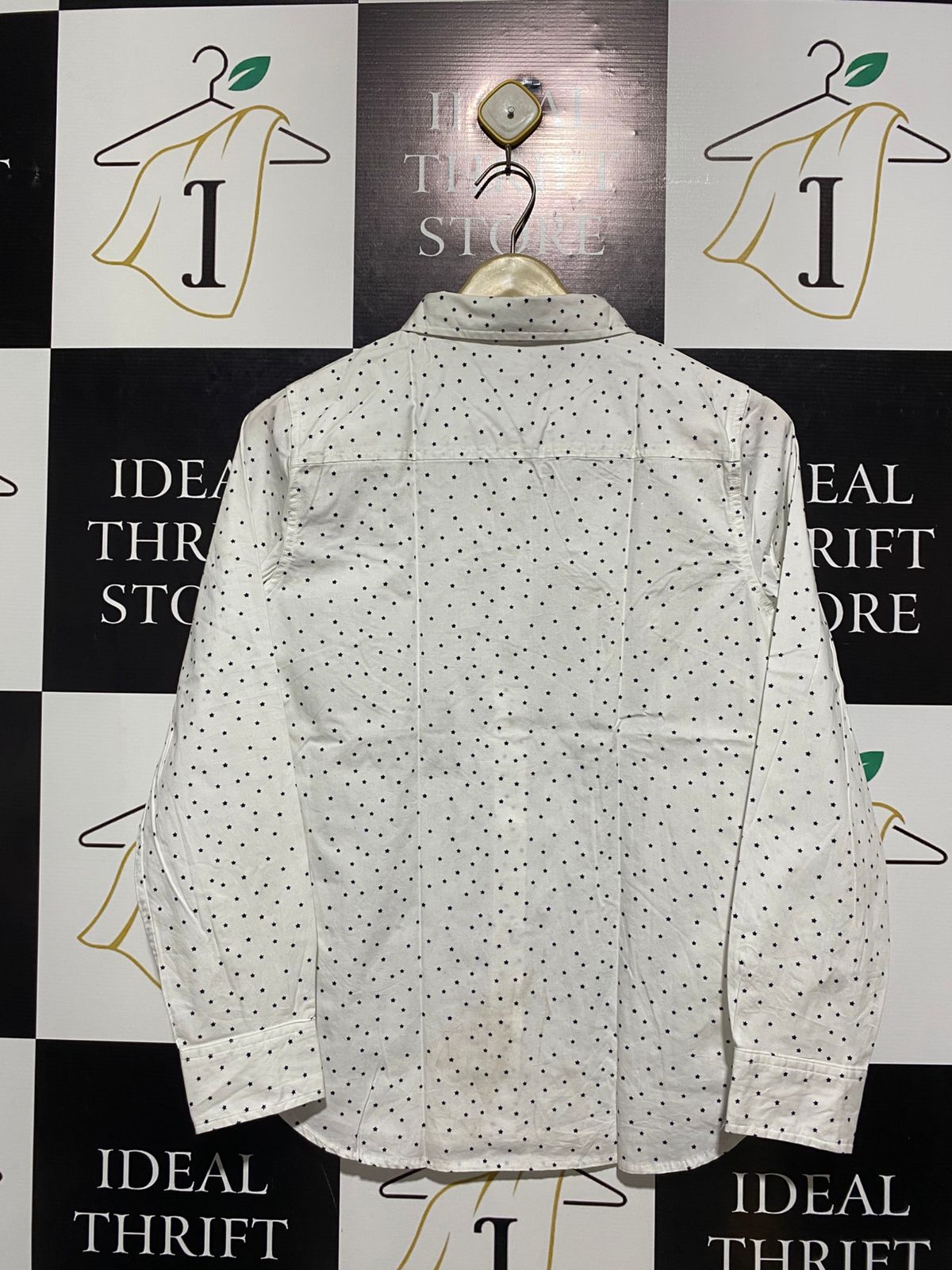GAP |XS| BUST 18| WHITE LONG-SLEEVE POLKA DOT BUTTON-DOWN SHIRT