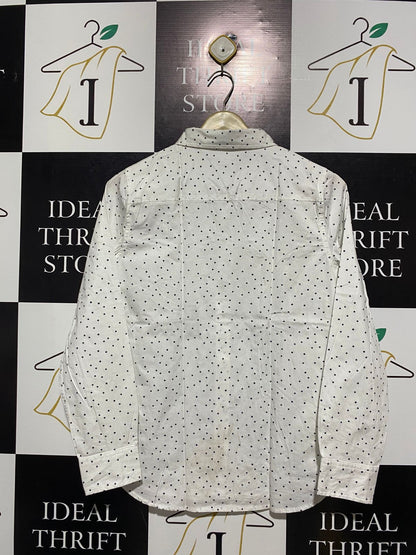 GAP |XS| BUST 18| WHITE LONG-SLEEVE POLKA DOT BUTTON-DOWN SHIRT