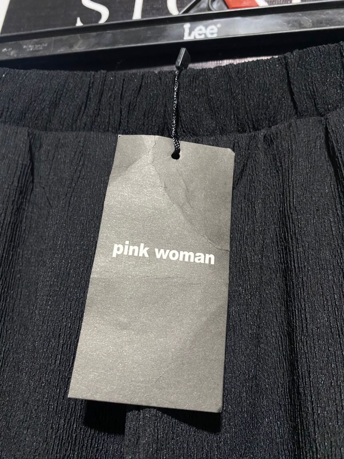 PINK WOMAN |XS| WAIST 26| BLACK WIDE-LEG ELASTIC WAIST TROUSERS