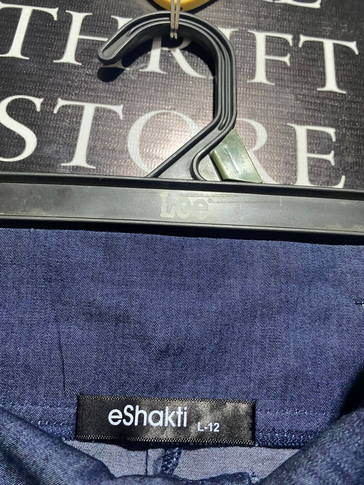 E SHAKTI |L| WAIST 32| BLUE EMBROIDERED WIDE-LEG TROUSERS