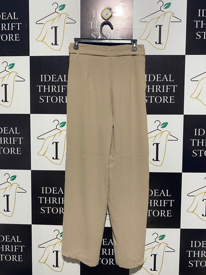 SHEIN |S| WAIST 28| SAND HIGH-WAISTED WIDE-LEG TROUSERS