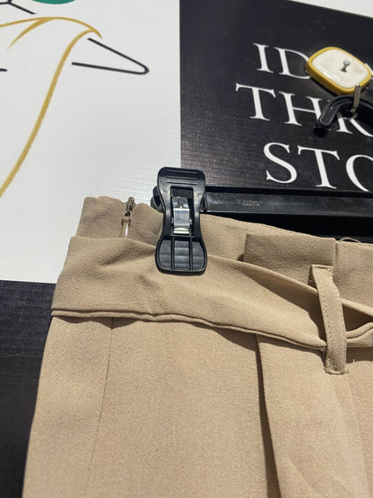 SHEIN |S| WAIST 28| SAND HIGH-WAISTED WIDE-LEG TROUSERS