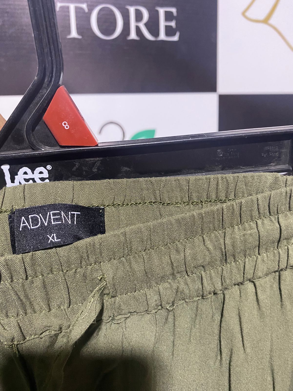 ADVENT |XL| WAIST 32| OLIVE RELAXED DRAWSTRING TROUSERS