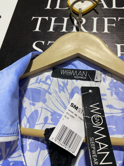WOMAN |L| BLUE FLORAL SATIN PYJAMA SHORTS SET