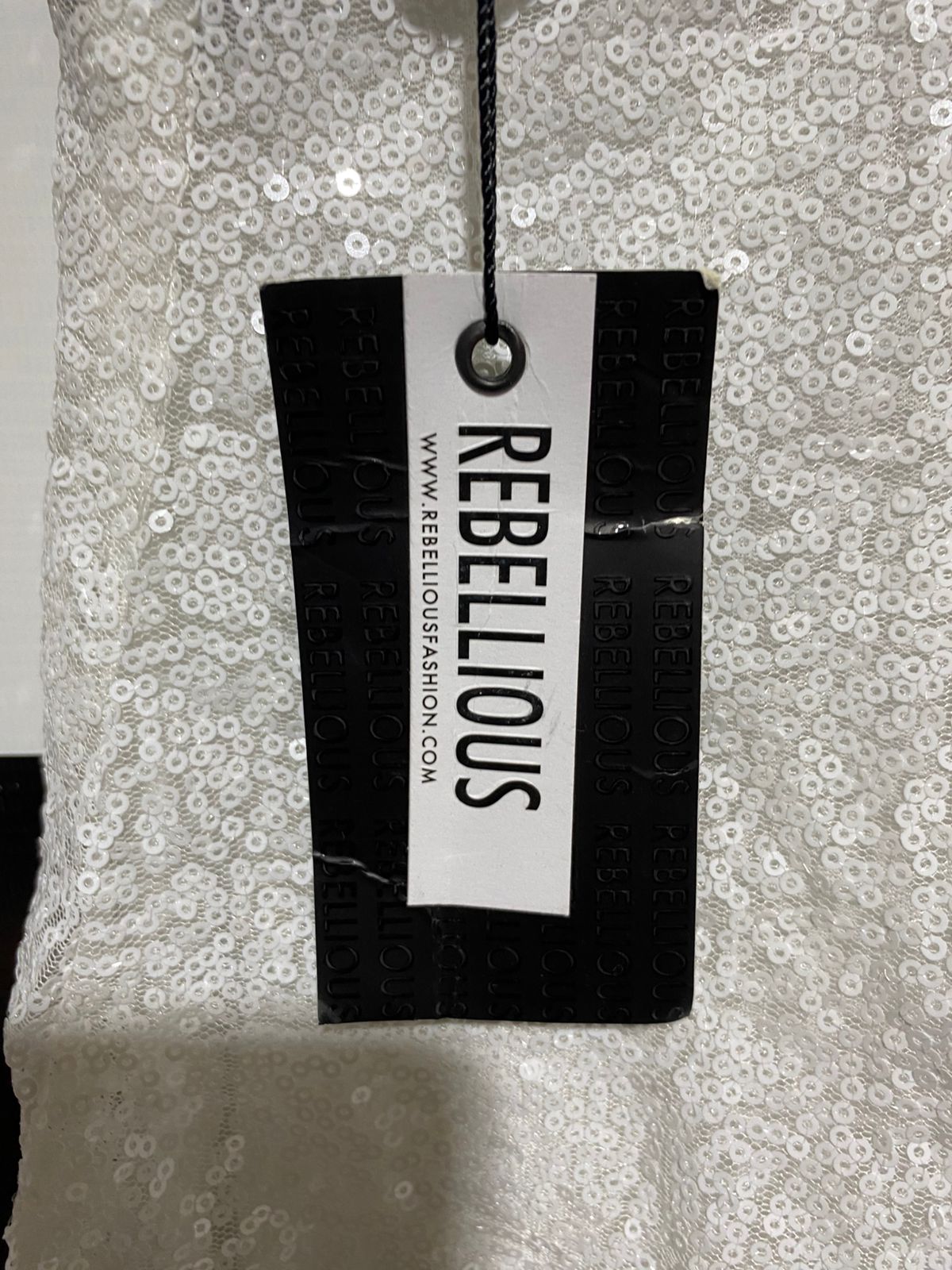 REBELLIOUS |S| BUST 13| THIS STUNNING WHITE SEQUIN MINI DRESS