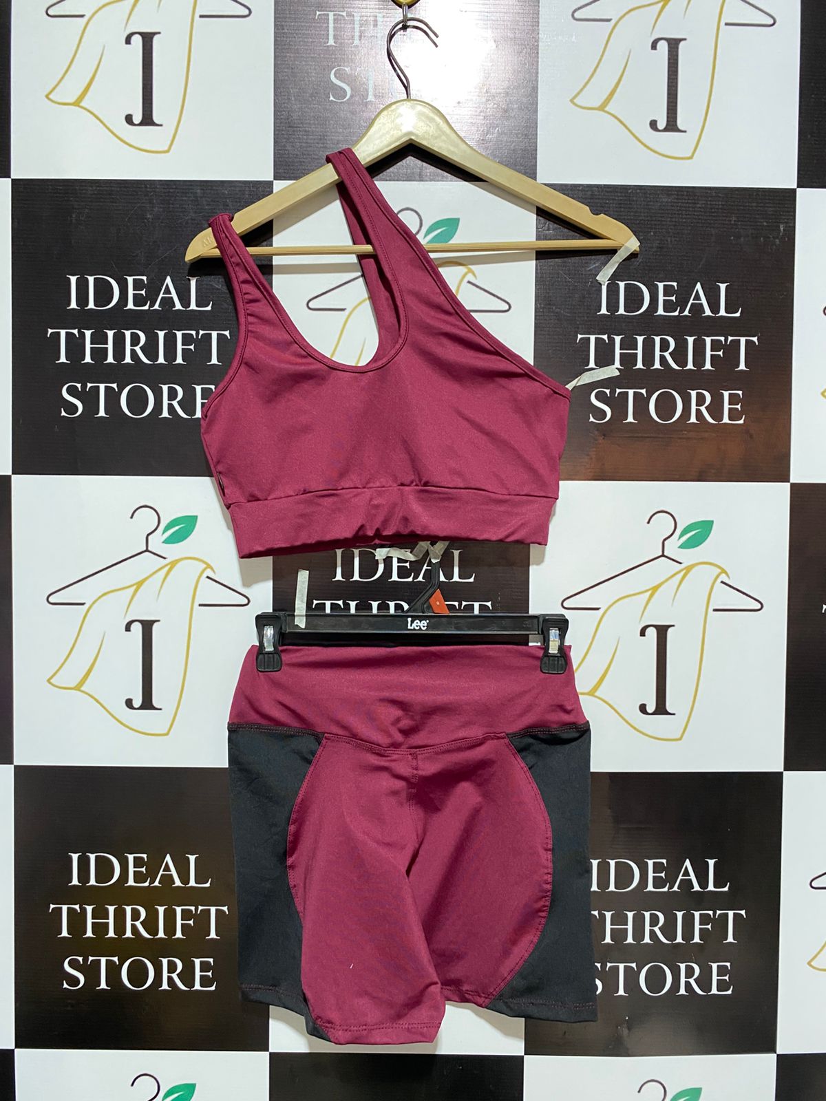LUXURY TWO-PIECE BURGUNDY ACTIVEWEAR SET |S|
