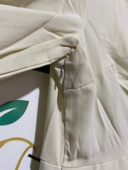 ELEGANT CREAM WRAP-STYLE MIDI DRESS WITH SOPHISTICATED SIDE BELT DETAILING |M| BUST 18|