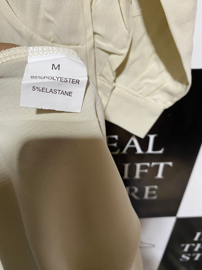 ELEGANT CREAM WRAP-STYLE MIDI DRESS WITH SOPHISTICATED SIDE BELT DETAILING |M| BUST 18|