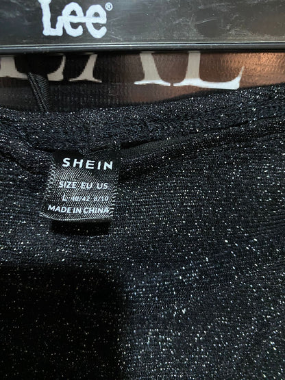 SHEIN |L| BLACK GLITTER RUCHED TWO-PIECE SET