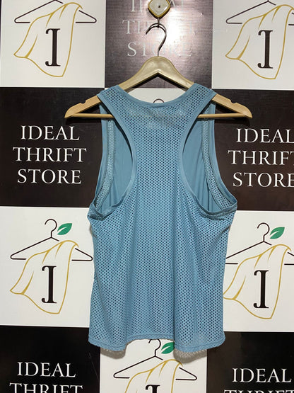 ROCK WEAR |M| BUST 16| STEEL BLUE BREATHABLE ATHLETIC TANK WITH "WARRIOR" GRAPHIC