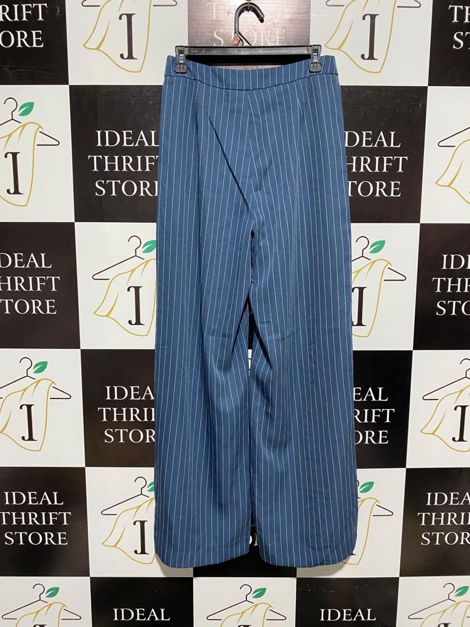 SHAREEN |L| WAIST 30| ERMANNO SCERVINO PINSTRIPED PALAZZO TROUSERS