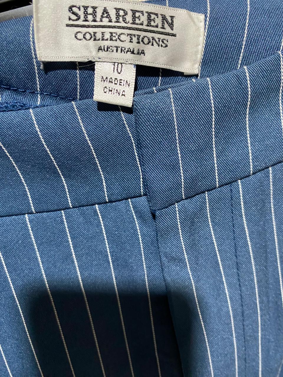 SHAREEN |L| WAIST 30| ERMANNO SCERVINO PINSTRIPED PALAZZO TROUSERS