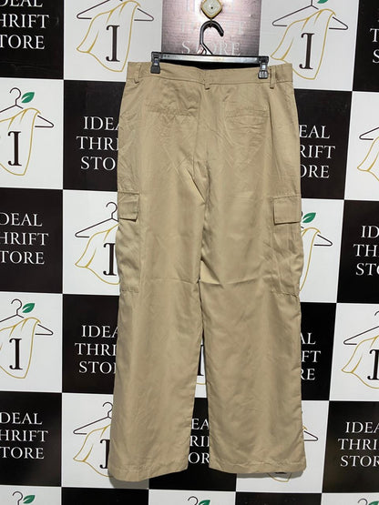 EBBY ANDI |XL| WAIST 34| BEIGE COTTON RELAXED-FIT CARGO TROUSERS