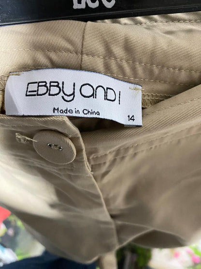 EBBY ANDI |XL| WAIST 34| BEIGE COTTON RELAXED-FIT CARGO TROUSERS