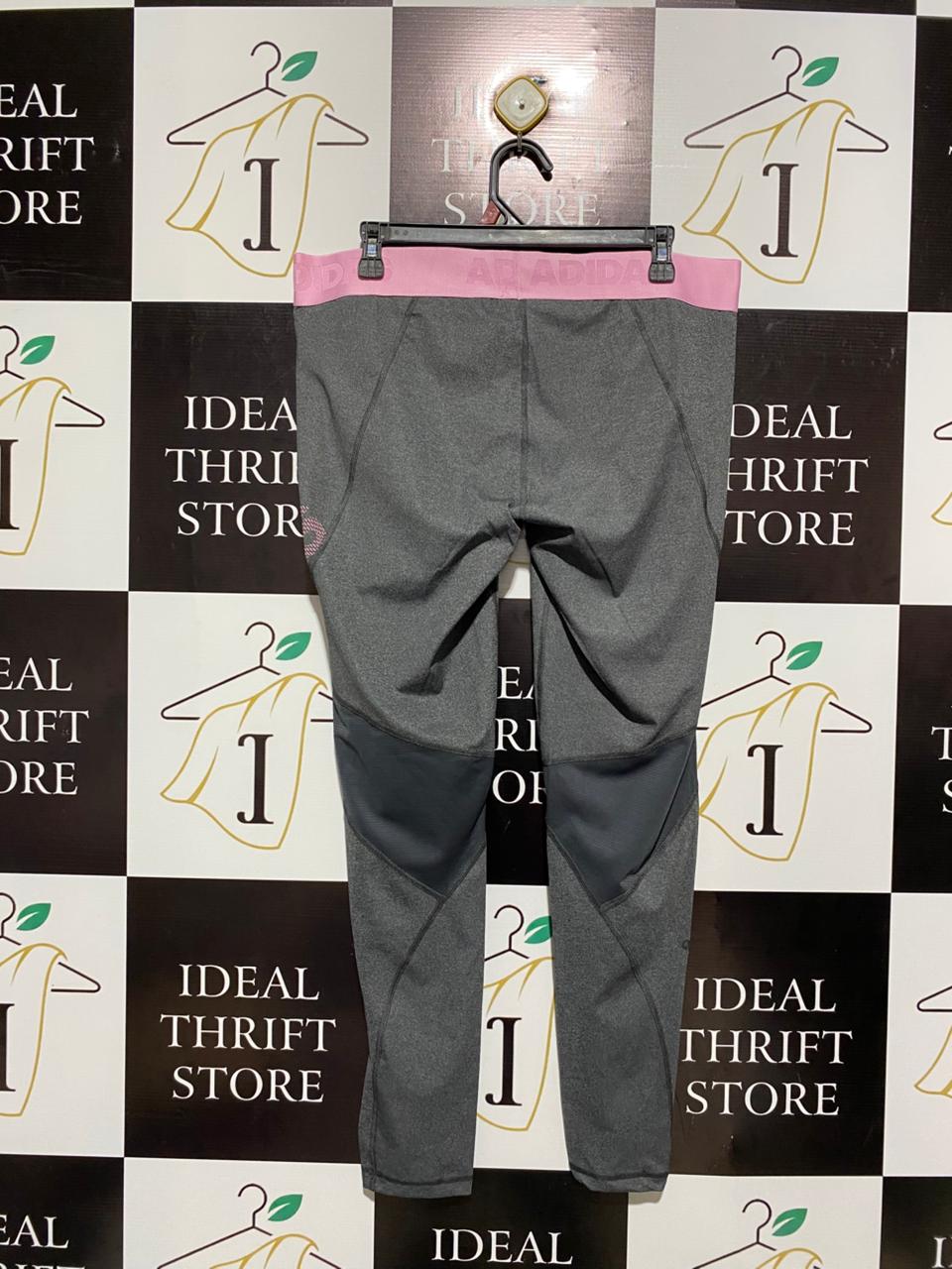 ADIDAS |XL| WAIST 34| HIGH-PERFORMANCE GREY AND PINK COMPRESSION LEGGINGS FOR INTENSE WORKOUTS
