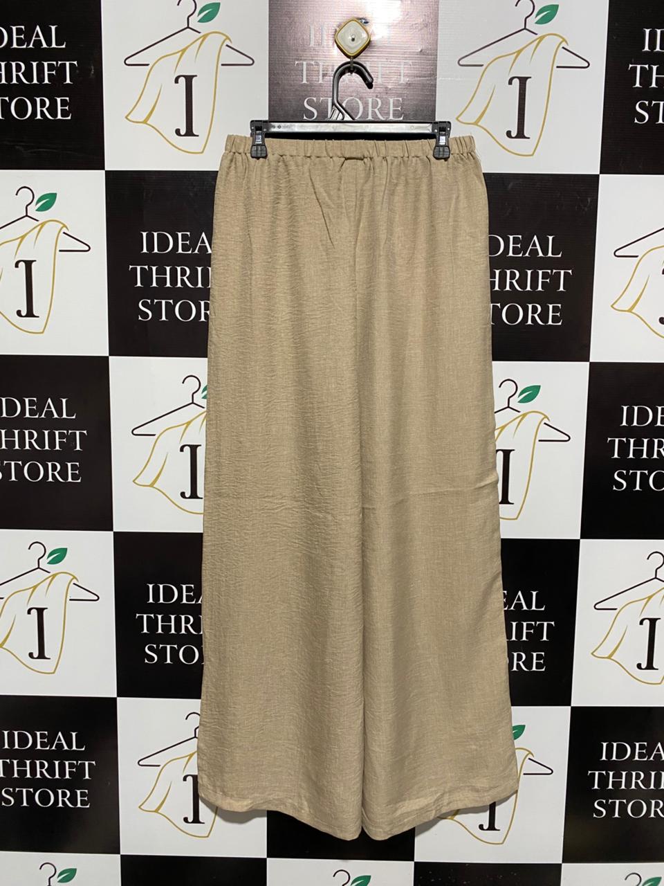 MUSERA |L| WAIST 30| C7| BEIGE LINEN-BLEND WIDE-LEG TROUSERS