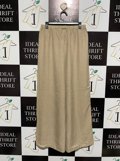 MUSERA |L| WAIST 30| C7| BEIGE LINEN-BLEND WIDE-LEG TROUSERS