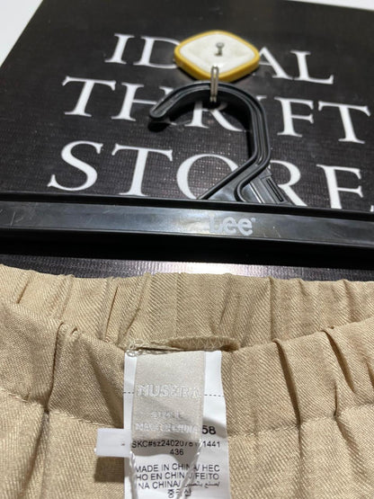 MUSERA |L| WAIST 30| C7| BEIGE LINEN-BLEND WIDE-LEG TROUSERS
