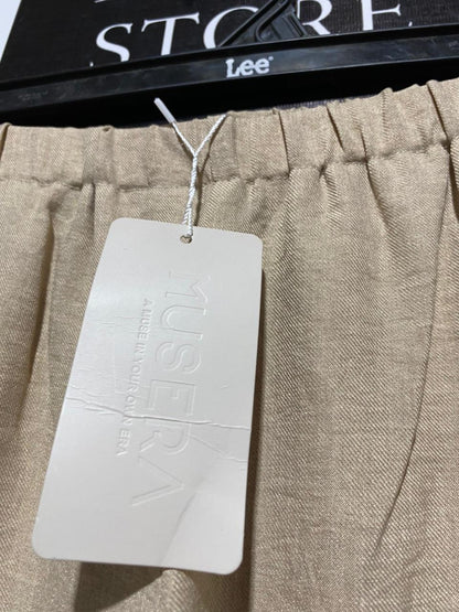 MUSERA |L| WAIST 30| C7| BEIGE LINEN-BLEND WIDE-LEG TROUSERS