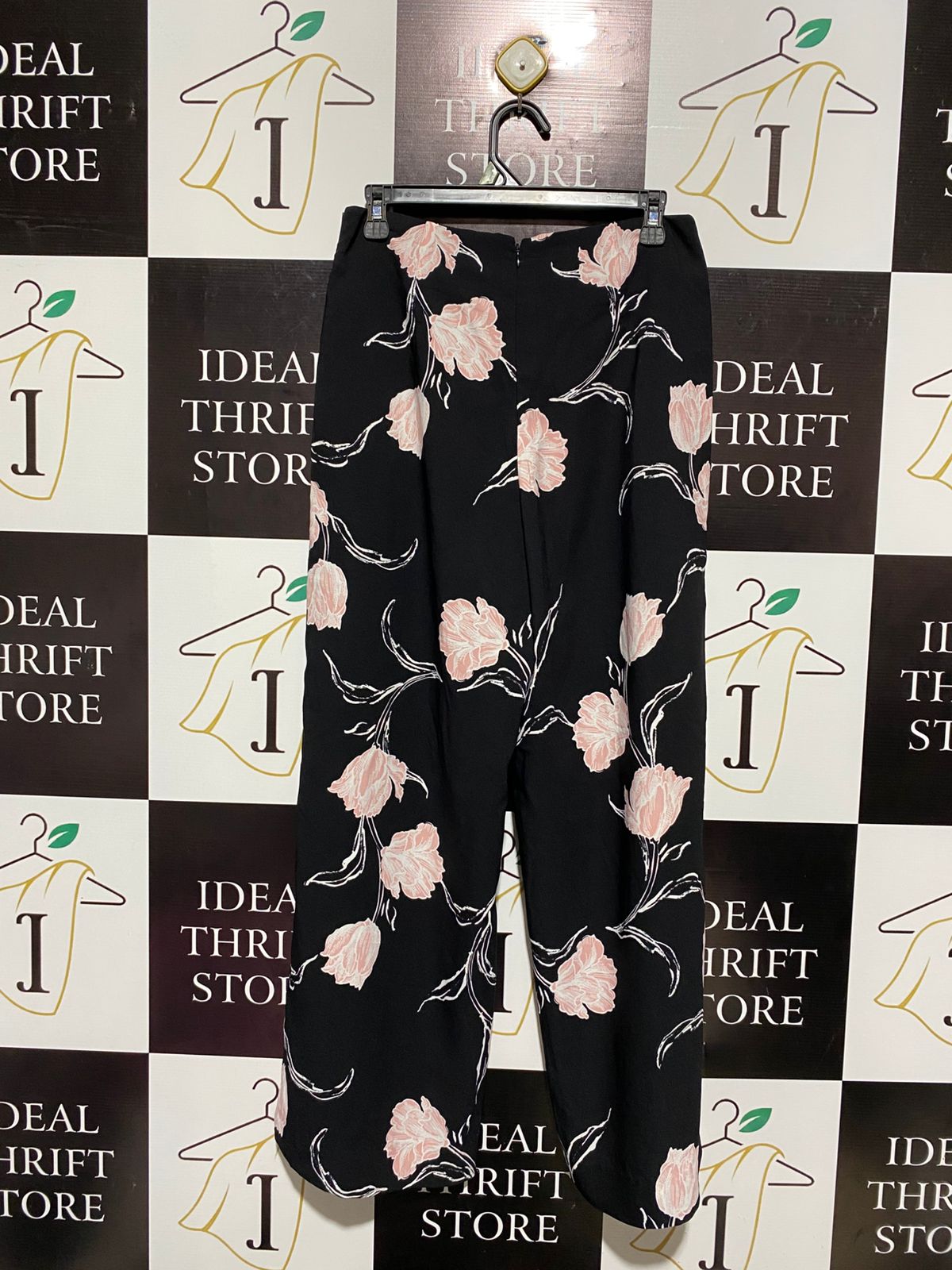 PORTMONS |L| WAIST 30| BLACK FLORAL PALAZZO PANTS