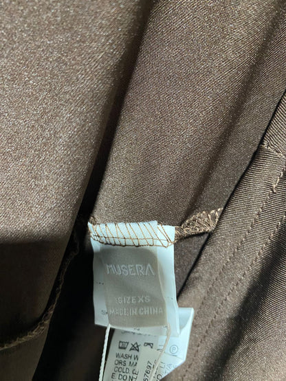 MUSERA |XS| BUST 13| ELEGANT CHOCOLATE BROWN OFF-THE-SHOULDER MAXI DRESS