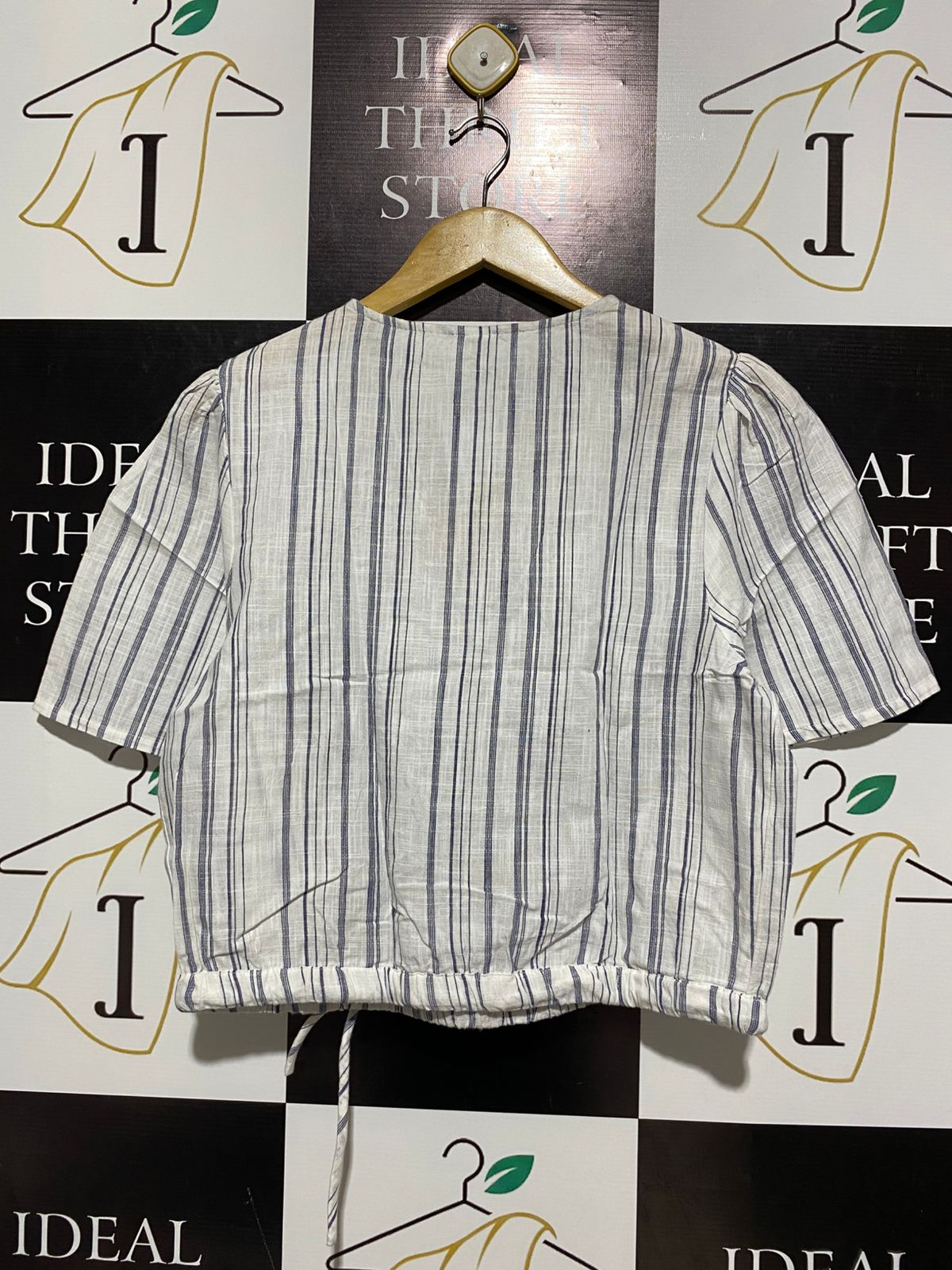 ANKO |L| BUST 19|C2| BLUE AND WHITE STRIPED WRAP TOP