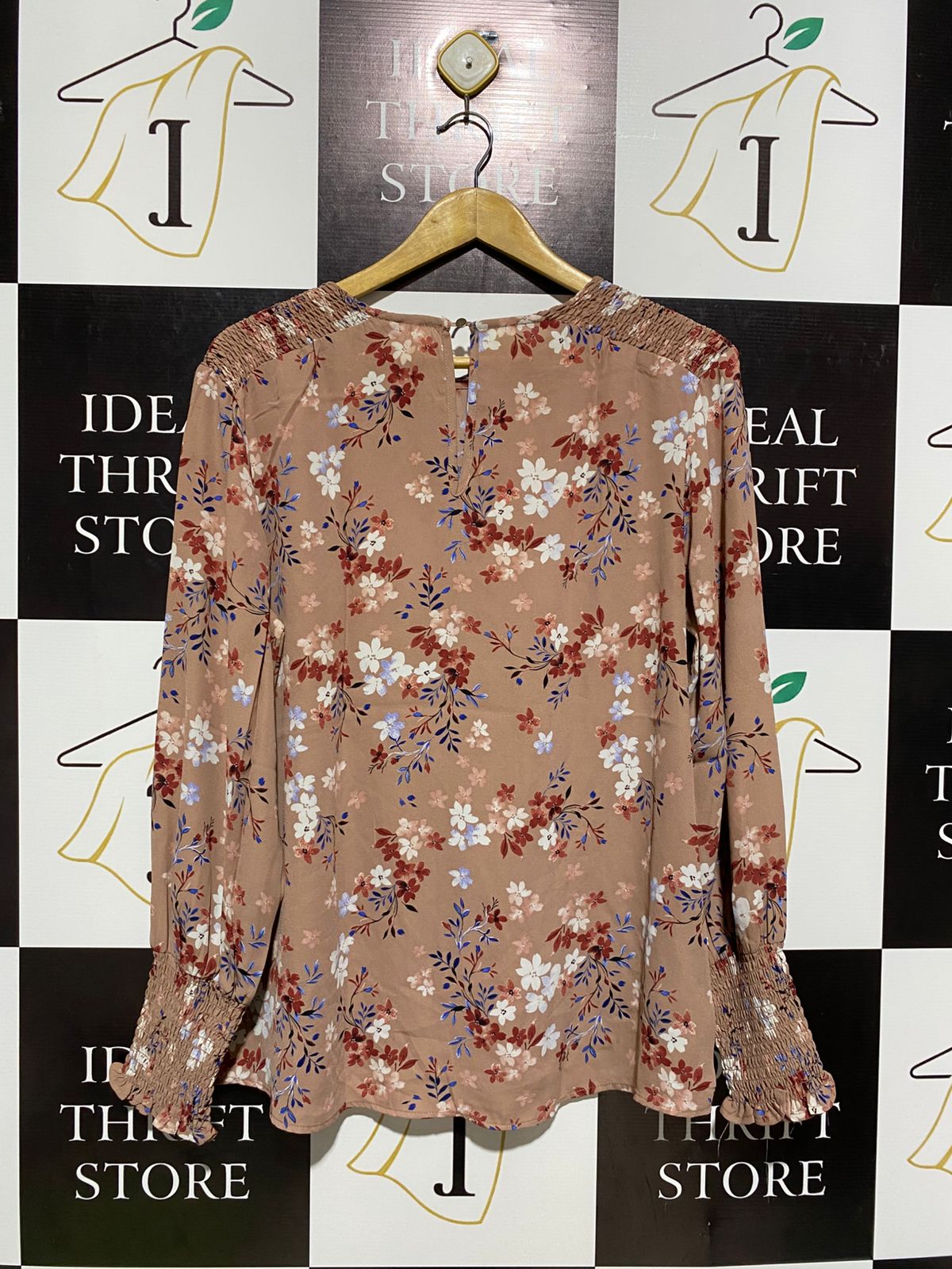 PREVIEW |L| BUST 21| KHAKI FLORAL BLOUSE