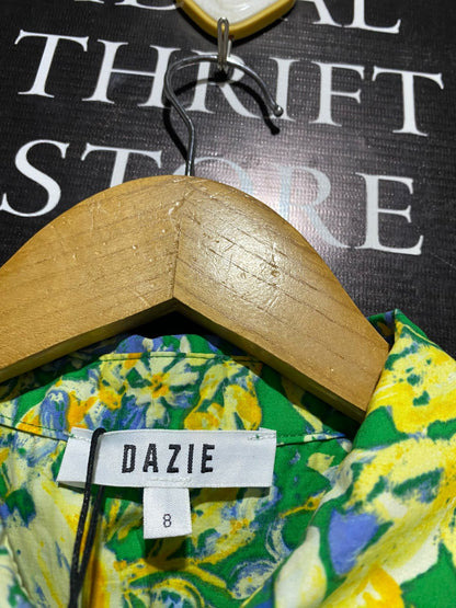 DAZIE |S| BUST 24| YELLOW AND GREEN FLORAL OVERSIZED SHIRT