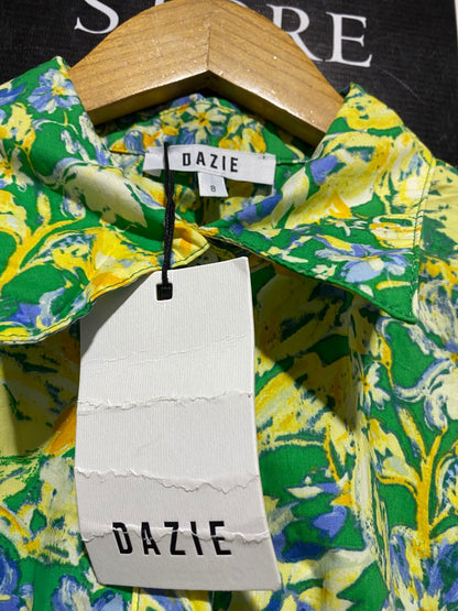 DAZIE |S| BUST 24| YELLOW AND GREEN FLORAL OVERSIZED SHIRT