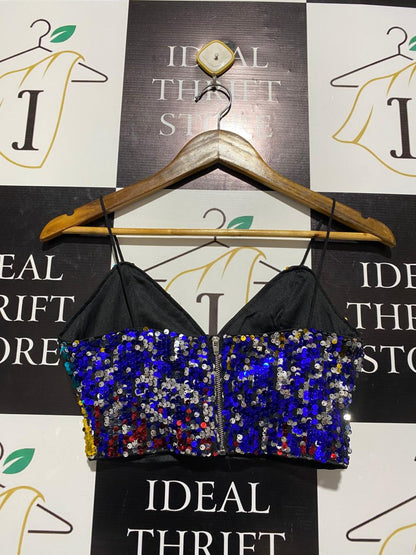 SHEIN |S| BUST 14| MULTI-COLORED SEQUIN BUSTIER TOP