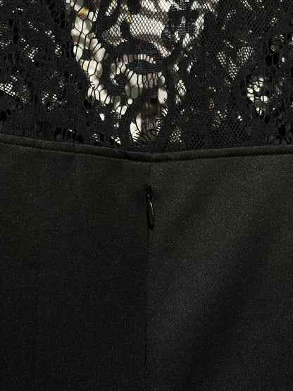 MEI MEI |S| BUST 15| C5| SOPHISTICATED BLACK LACE-OVERLAY PEPLUM DRESS