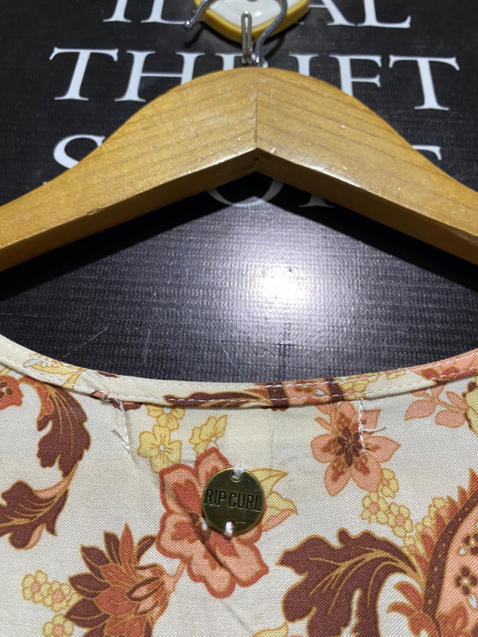 RIPCURL |XS| BUST 16|C3|VINTAGE BOHO EARTH-TONE PAISLEY MAXI DRESS