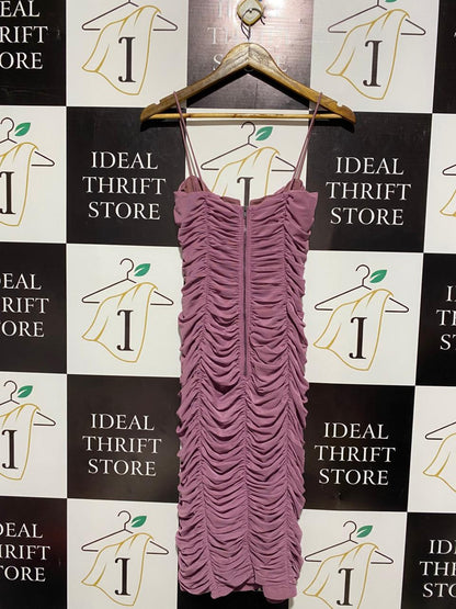 FRESH SOUL |M| BUST 14| CHIC MAUVE RUCHED SPAGHETTI STRAP BODYCON DRESS