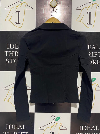 SUPRE |S| BUST 15|B22|CHIC MOTO-STYLE ZIP-FRONT LONG SLEEVE TOP