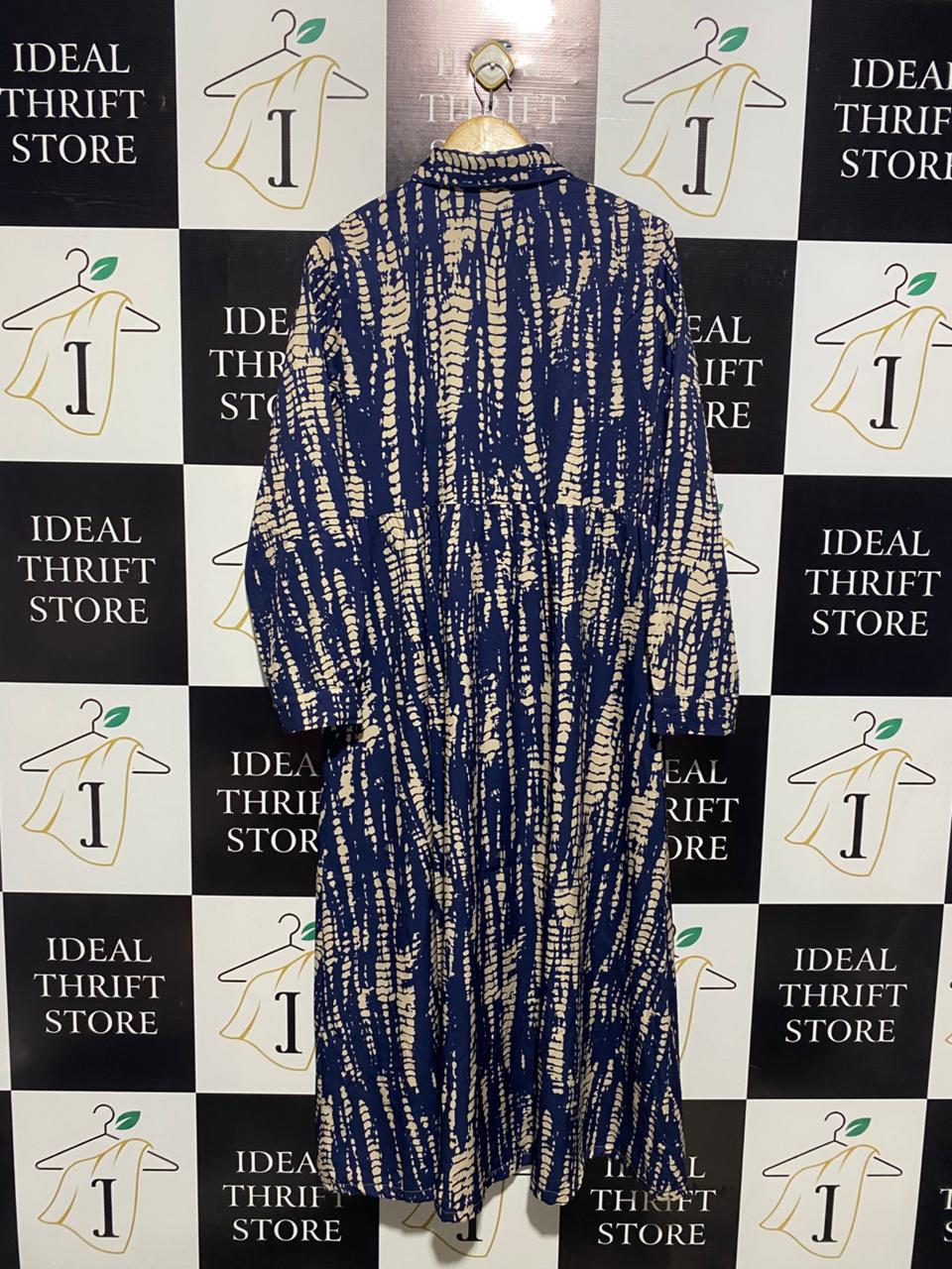 EMERY ROSE |L| BUST 21| MODERN INDIGO TIE-DYE SHIRT DRESS
