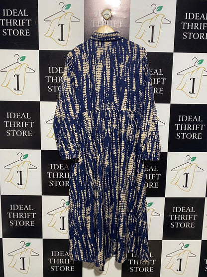 EMERY ROSE |L| BUST 21| MODERN INDIGO TIE-DYE SHIRT DRESS