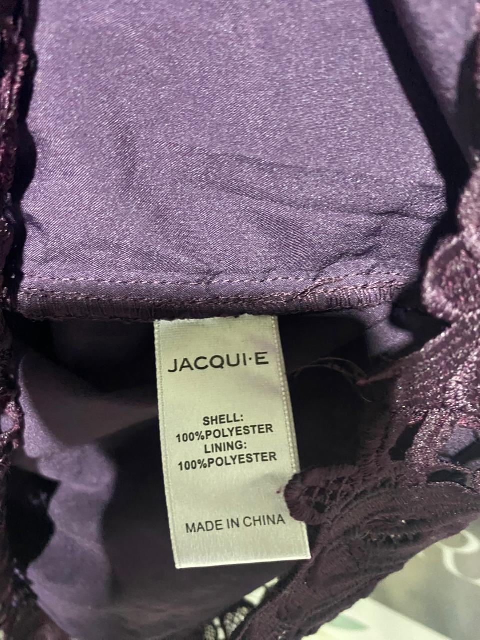 JACQUI E |M| BUST 18| ELEGANT DEEP PURPLE LACE OFF-THE-SHOULDER SHEATH DRESS