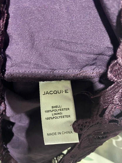 JACQUI E |M| BUST 18| ELEGANT DEEP PURPLE LACE OFF-THE-SHOULDER SHEATH DRESS