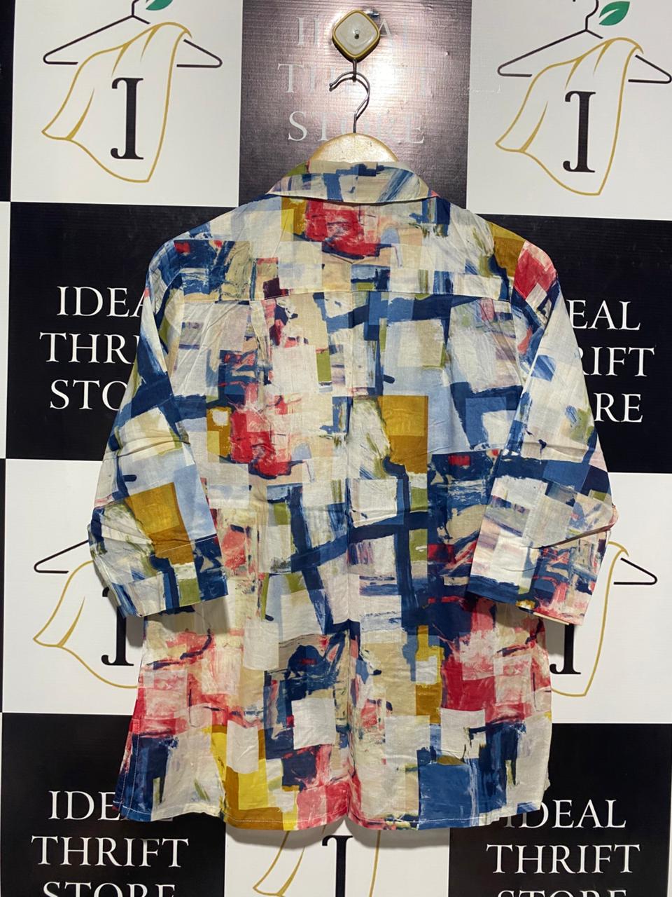 GIVONI |M| BUST 20| VIBRANT MULTICOLOR ABSTRACT GEOMETRIC BLOUSE