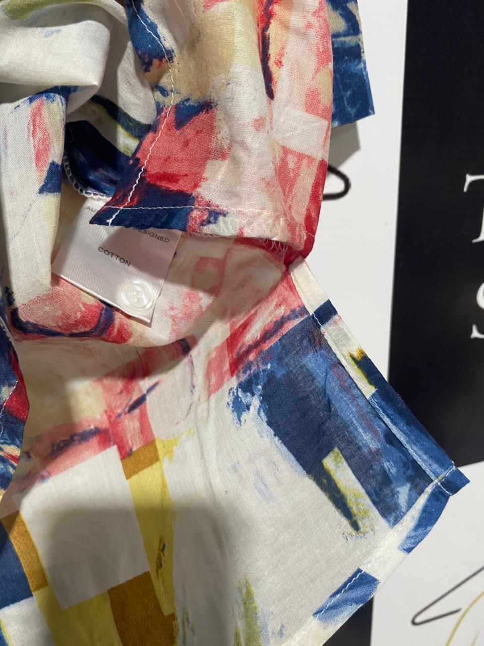 GIVONI |M| BUST 20| VIBRANT MULTICOLOR ABSTRACT GEOMETRIC BLOUSE