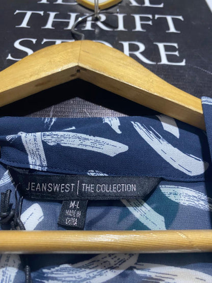 JEANS WEST |M/L| BUST 27| NAVY ABSTRACT BRUSHSTROKE KIMONO CARDIGAN