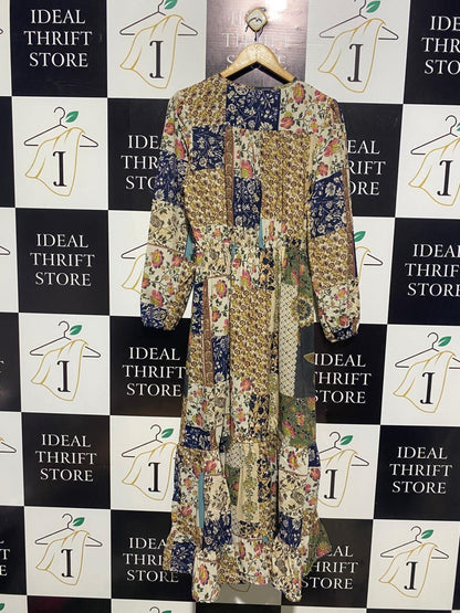 JO ANNE |M| BUST 17| C3|  VINTAGE-INSPIRED PATCHWORK TIERED MIDI DRESS
