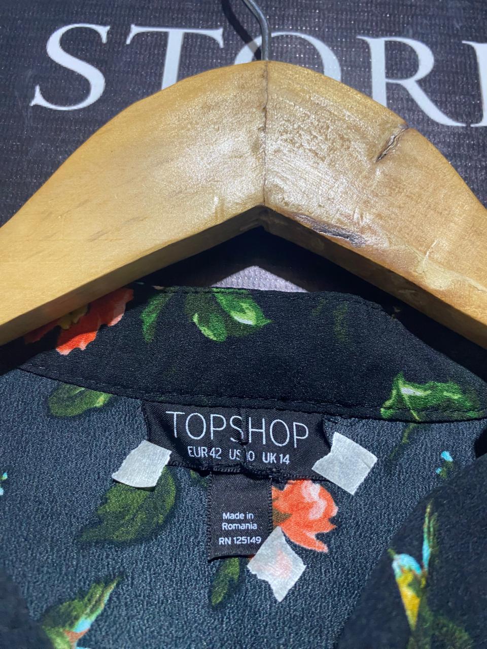TOP SHOP |M| BUST 20| VIBRANT FLORAL RUFFLE-FRONT BLOUSE
