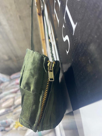 OROTON |M| BUST 15| LUSTROUS OLIVE SATIN BUSTIER CROP TOP