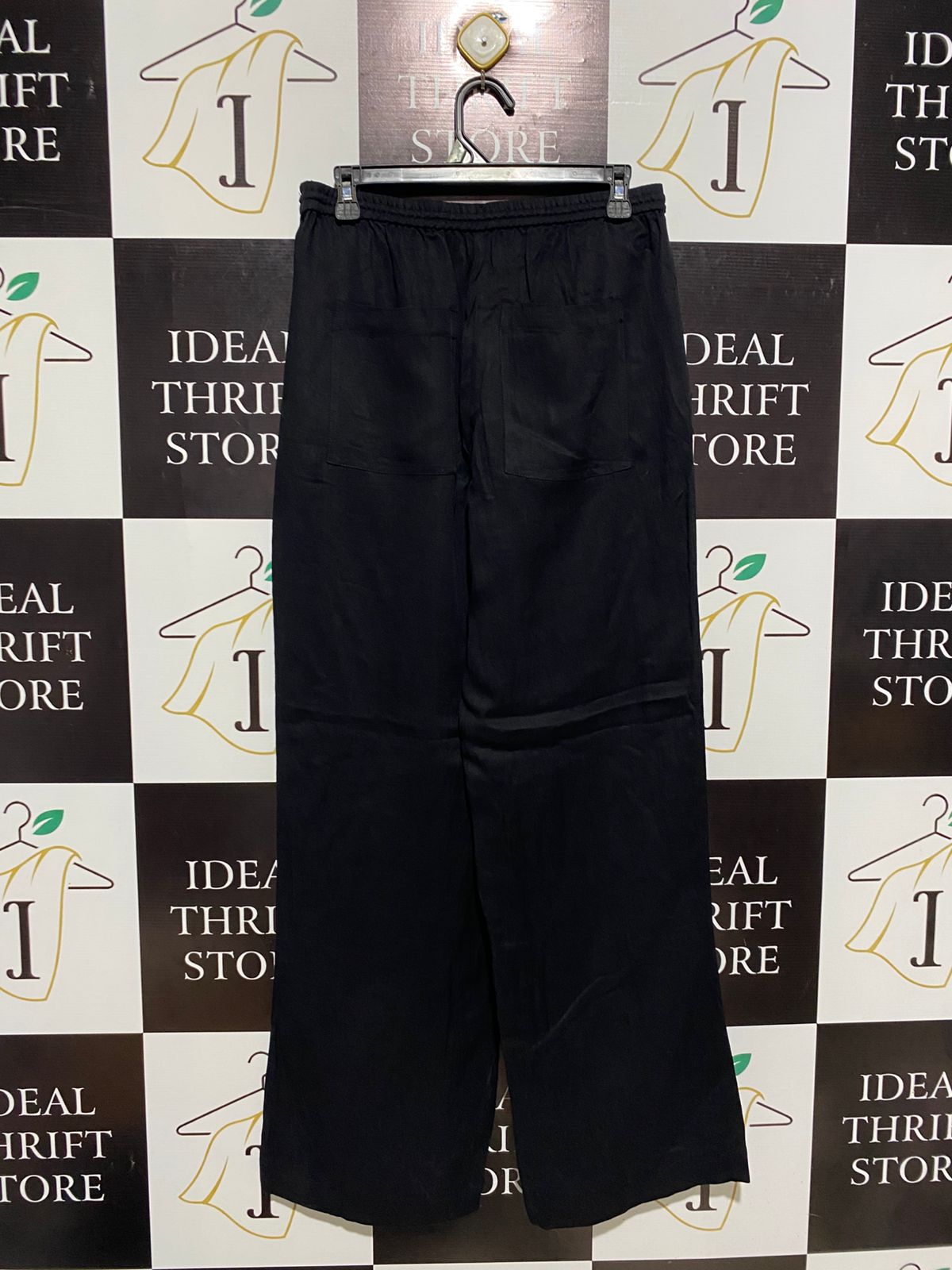 EFFORTLESS NOIR WIDE-LEG LOUNGE PANTS |L| WAIST 30|