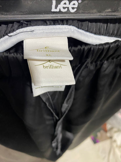 BRILLIANT |S| WAIST 24| LUMINOUS NOIR SATIN WIDE-LEG TROUSERS