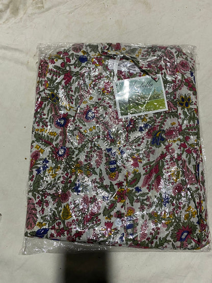 ARABELLA |L|  SLEEPWEAR HAND BLOCK PRINTED LONG PJ - PINK/RED FLORAL