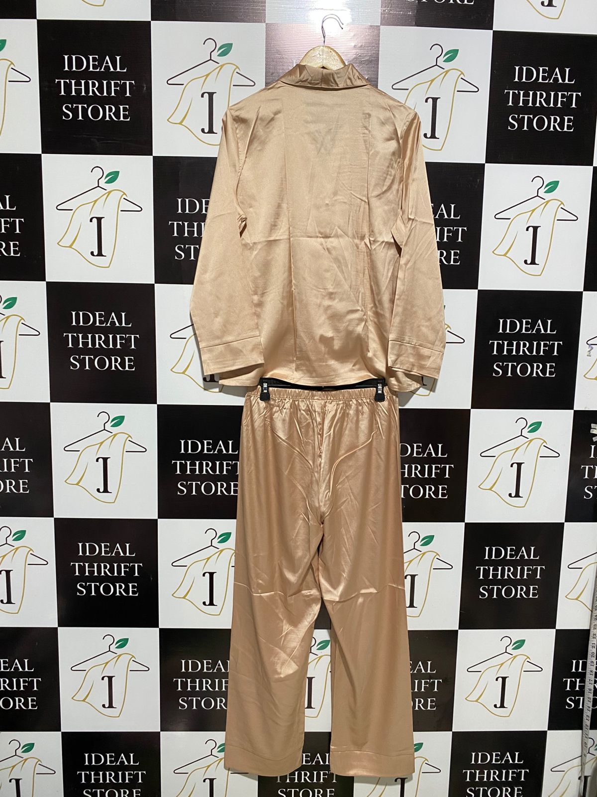 VALERIE NIGHTWEAR GORGEOUS SATIN PAJAMA SET - CHAMPAGNE |L|