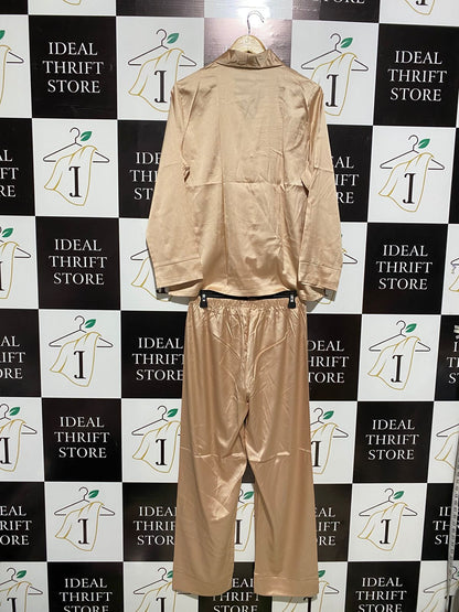 VALERIE NIGHTWEAR GORGEOUS SATIN PAJAMA SET - CHAMPAGNE |L|