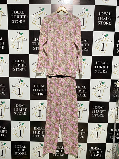 NOUR STYLE |XL| MONSOON PINK FLORAL PRINT COTTON PYJAMA SET